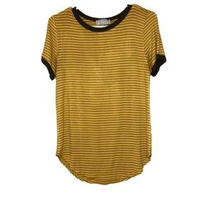 Striped comfort Tee— mustard, white & army green